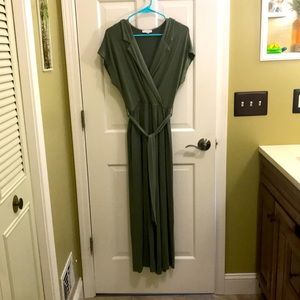 Dark green pantsuit or jumper, waist is stretchy with belt